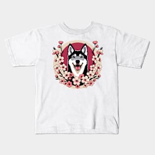 Czechoslovakian Vlcak Embraces Spring with Cherry Blossoms Kids T-Shirt